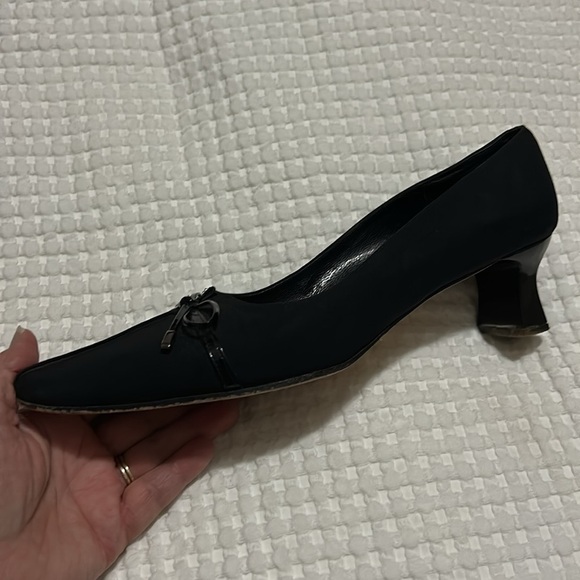 Vaneli Black Square Toe Kitten Heels Bow Size 10N - Picture 2 of 12